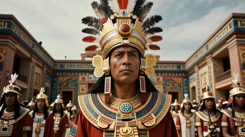 Moctezuma en Tenochtitlan, retrato regio y dramático