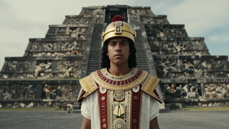 Moctezuma ante el Templo Mayor