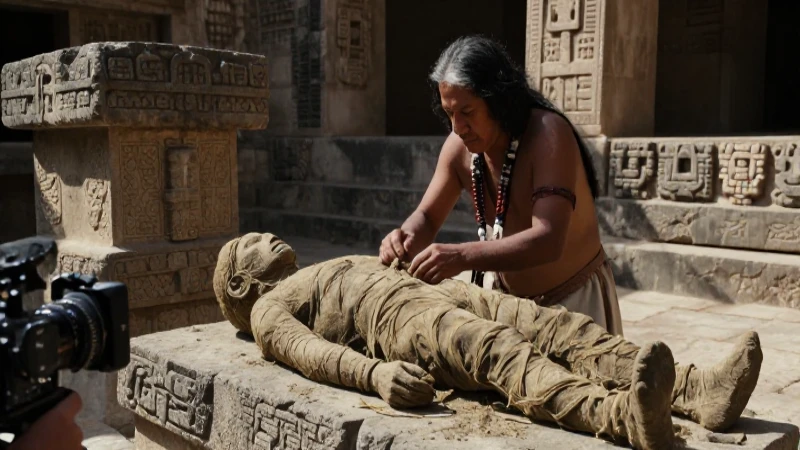 Azteca envuelve cuerpo en templo ancestral