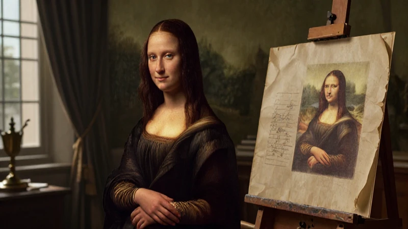 Mujer florentina contemplando la Mona Lisa moderna