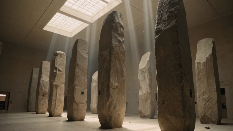 Monolito ancestral en grandioso museo histórico