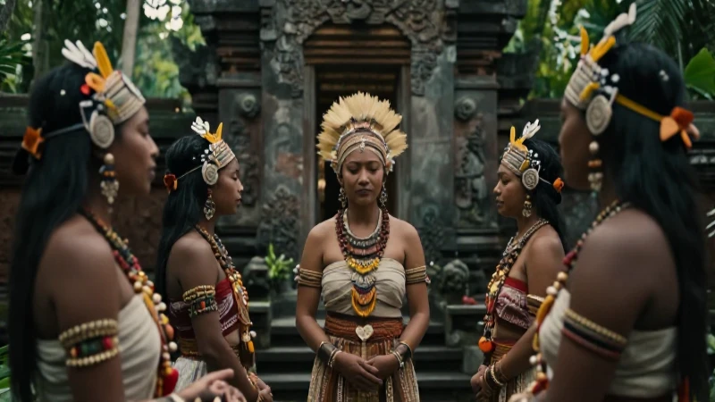 Mujeres mayas en ritual solemne en templo
