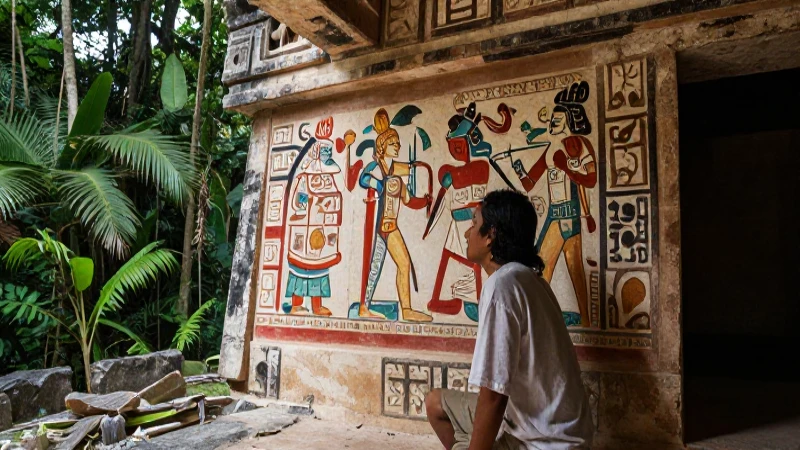 Murales mayas de Bonampak: La capilla sixtina maya 19 Escribas mayas observan murales vibrantes en Bonampak