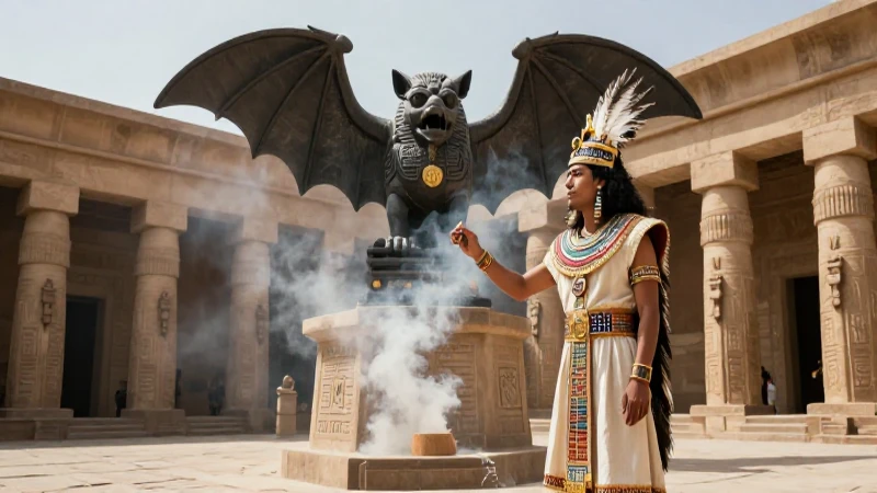 Qué importancia tuvo el dios murciélago en la cultura nahuatl 22 Sacerdote azteca ante una gran escultura de murciélago