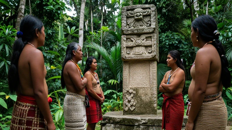 Muyil, Quintana Roo: Cronología de su Historia y Cultura 4 Mayas conversando cerca de estela en Petén