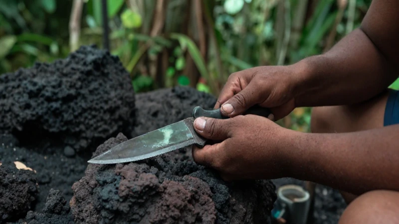 Tallador prehispánico crea hoja de obsidiana