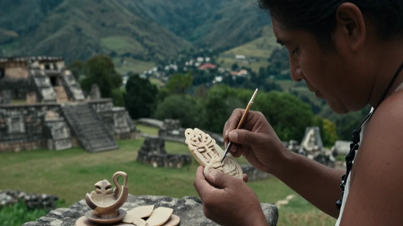 Artesano Nahua-Mixteca en Nayarit con obsidiana