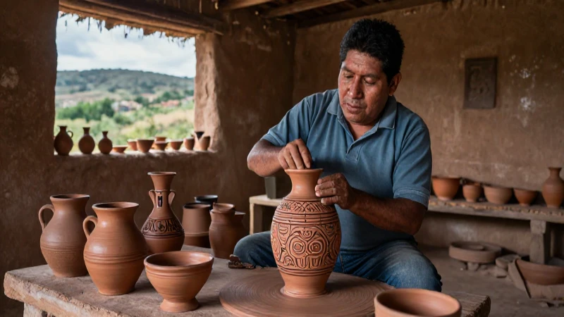 Artesano mixteco trabaja en cerámica nativa