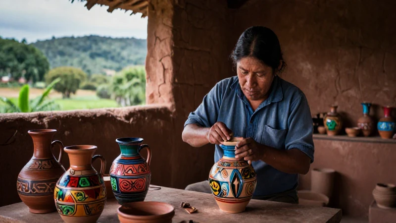 Artistas Mixtecos crean cerámica colorida en Nayarit