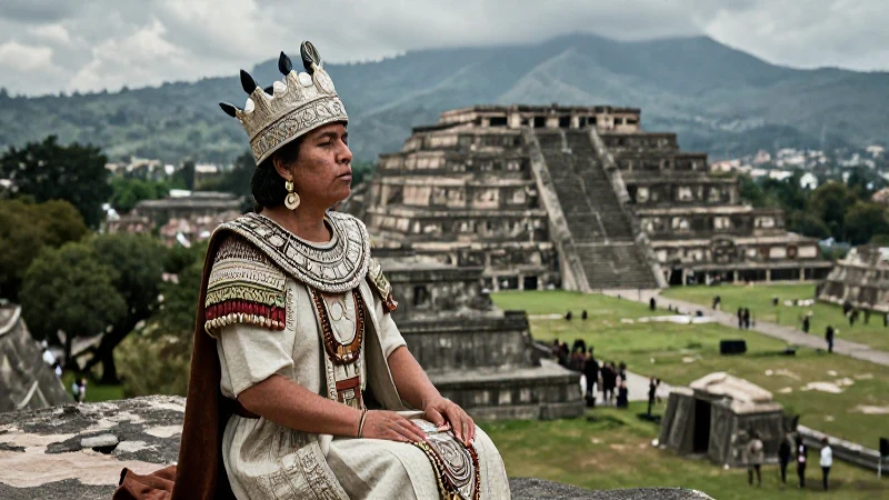 Nezahualcóyotl: El Poeta Gobernante y Su Legado Cultural 60 Nezahualcóyotl en templo azteca realista