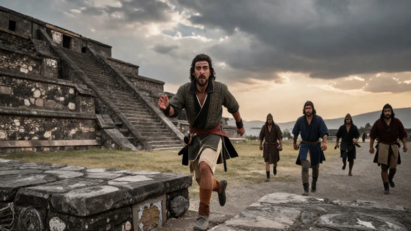 Noche Triste: El Impacto Histórico y Cultural de este Suceso 37 Conquistador huye de guerreros mexicas al atardecer
