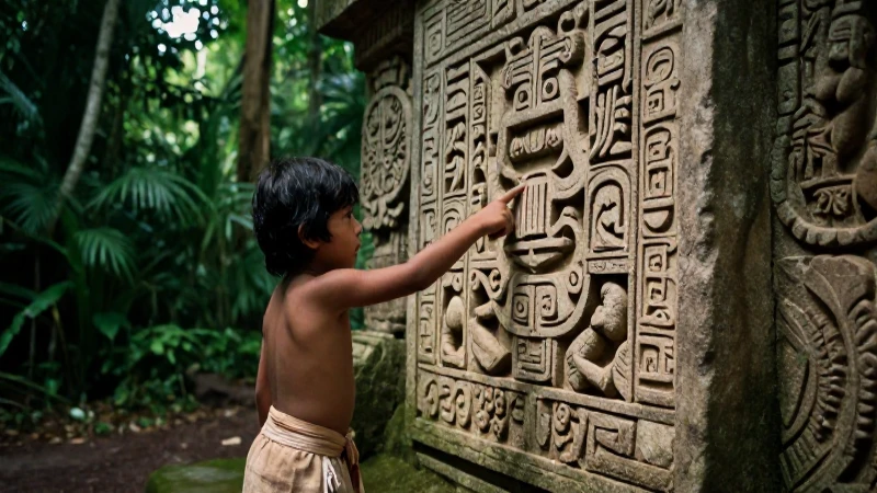 Nombres mayas y su significado: Esencia ancestral de México 18 Niño maya e indígena estudian glifos en templos antiguos