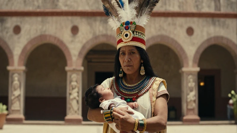 Nombres en Mexica: 20 Opciones Aztecas para Tu Bebé 36 Noble azteca sostiene bebé bajo el sol