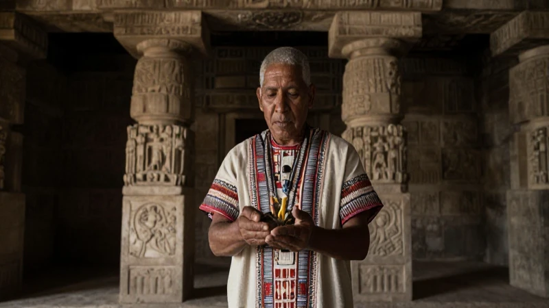 Cuáles son las últimas noticias de Semana Santa en Palenque, Chiapas 41 Sacerdote maya en ruina, atmósfera de documental