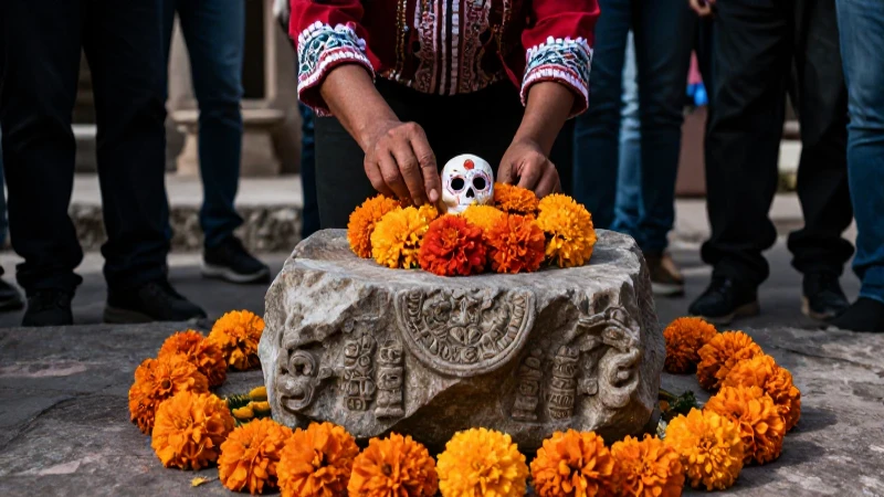 Ofrenda Mexica tradicional en el Día de Muertos