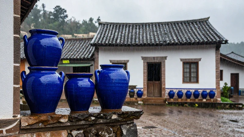 Cómo transforma la lluvia a cántaros tu hogar con ollas azules 5 Ollas azules y lluvia embellecen el hogar