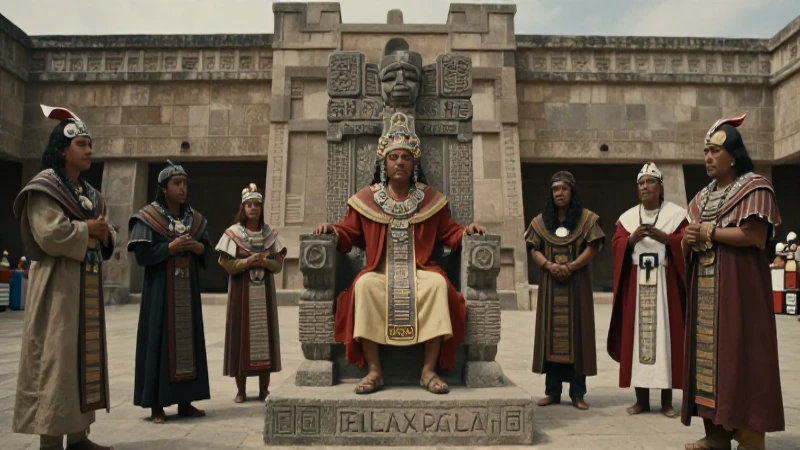 Cómo era la organización social y el gobierno de los tlaxcaltecas 45 Tlatoani en majestuoso trono mesoamericano