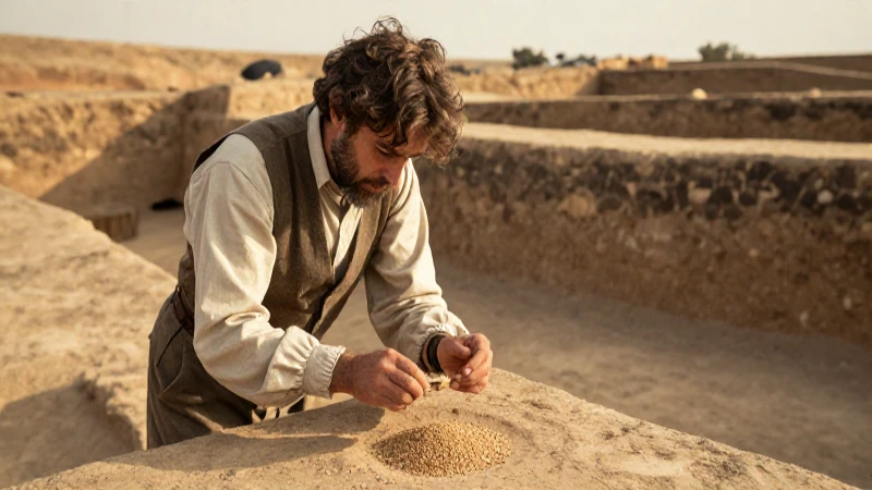 Arqueólogo estudia granos en excavación antigua