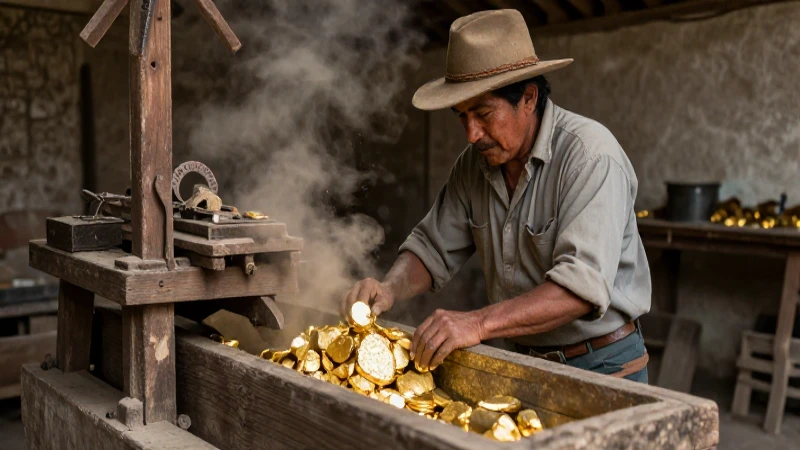 Cómo se explota el oro en placeres, vetas y rocas minerales 36 Minero mexicano de oro en entorno colonial