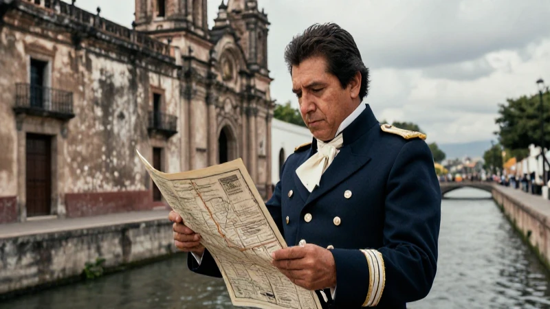 Cuáles son las soluciones del Pacto de Xochimilco para Villa 34 Oficial mexicano revisando mapa de tratado en Xochimilco
