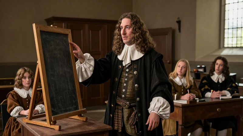 Biografía de Juan Comenius: El Padre de la Pedagogía Moderna 13 Comenius dirige clase en aula del siglo XVII