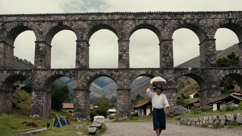 Arcada de El Padre Tembleque con lugareño en el valle