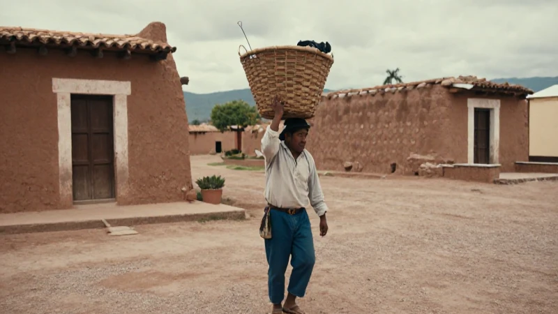 Campesino indígena con tributos en Nueva España