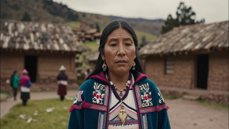 Mujer andina en atuendo ceremonial con ambiente natural