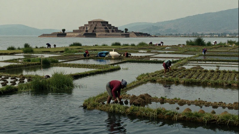 Qué son las Chinampas de México-Tenochtitlan en Patio Boturini 19 Agricultor Nahua cultiva chinampas en Tenochtitlan