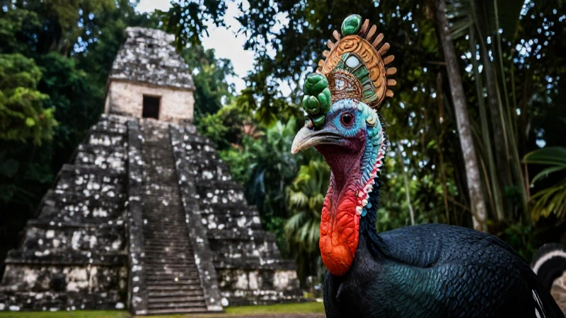 Cuál es la importancia del pavo ocelado en la cultura maya 42 Pavo majestuoso en ruinas mayas