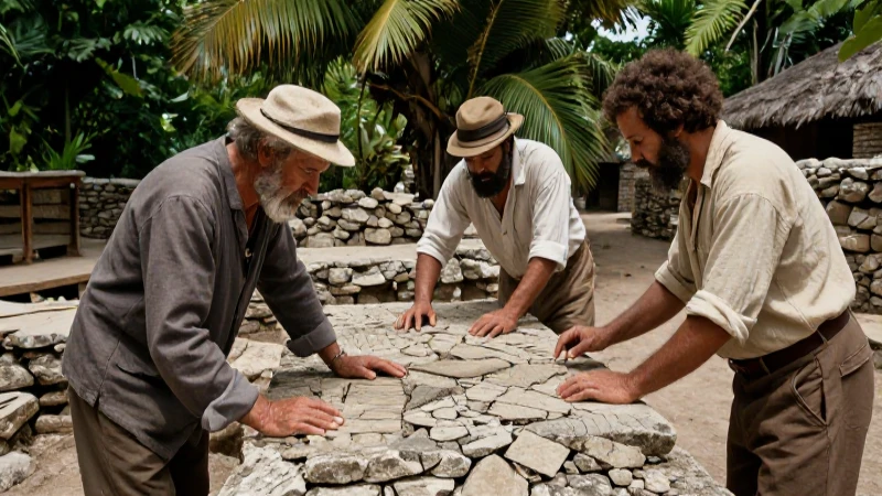 Es Pecio Cuarenta Cañones una joya arqueológica del Caribe 40 Arqueólogos examinan piedra antigua en el Caribe