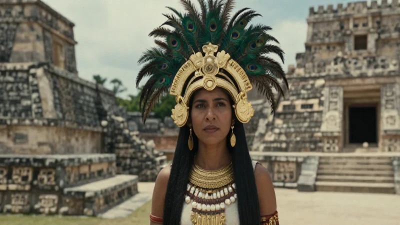 Qué elegantes estilos de peinados aztecas usaban las señoras 50 Majestuosa noble azteca en templo ceremonial