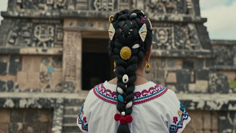 Qué elegantes estilos de peinados aztecas usaban las señoras 48 Noble azteca muestra trenzas y arquitectura ancestral