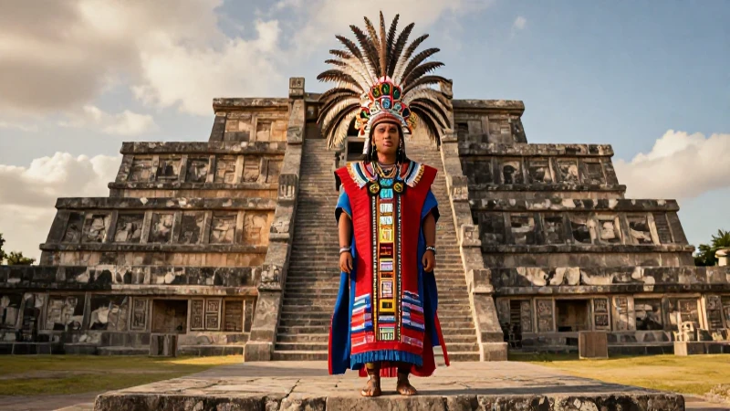 Qué historia y misterio oculta el penacho prehispánico mexicano 202 Noble mesoamericano en arquitectura precolombina detallada