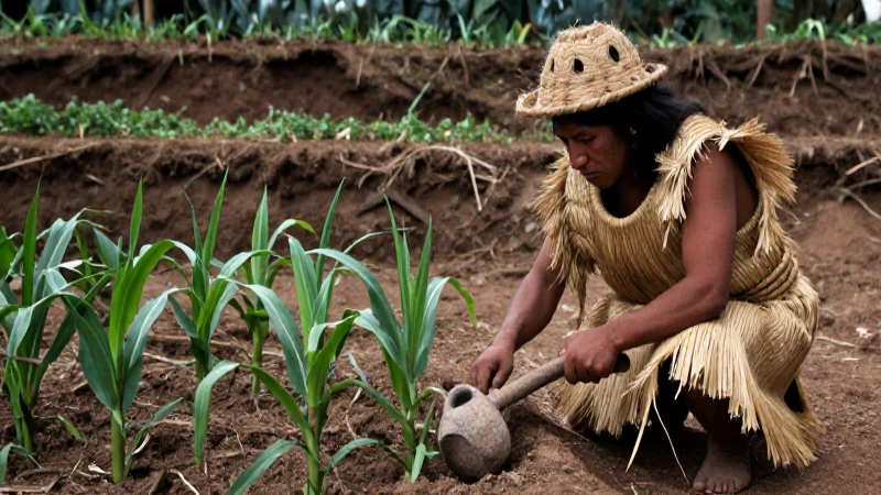 Periodo Lítico en Perú: Orígenes y Desarrollo de la Cultura 22 Figura inca cultiva maíz con herramienta de piedra