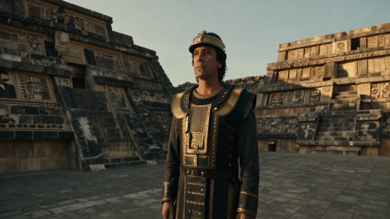 Qué representa la Piedra de Tízoc en la cultura Mexica 10 Noble mexica frente a Tizoc al atardecer
