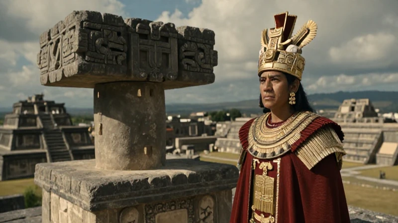 Qué representa la Piedra de Tízoc en la cultura Mexica 9 Líder mexica en antiguo entorno ceremonial