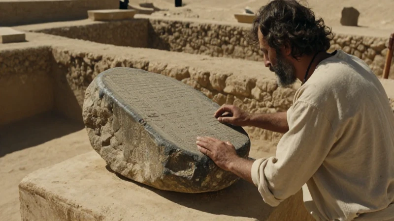 Académico examina la Piedra de Rosetta en Egipto