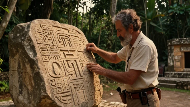 Knórozov investiga glifos mayas antiguos en la selva