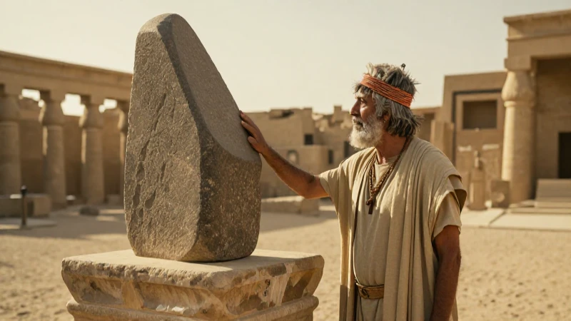 Rosetta Stone en ruina, luz dorada
