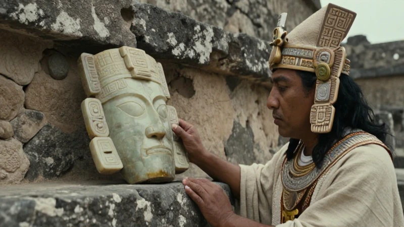 Piedras verdes: Un hallazgo arqueológico en el Templo Mayor 43 Máscara de jade en Templo Mayor bajo luz natural