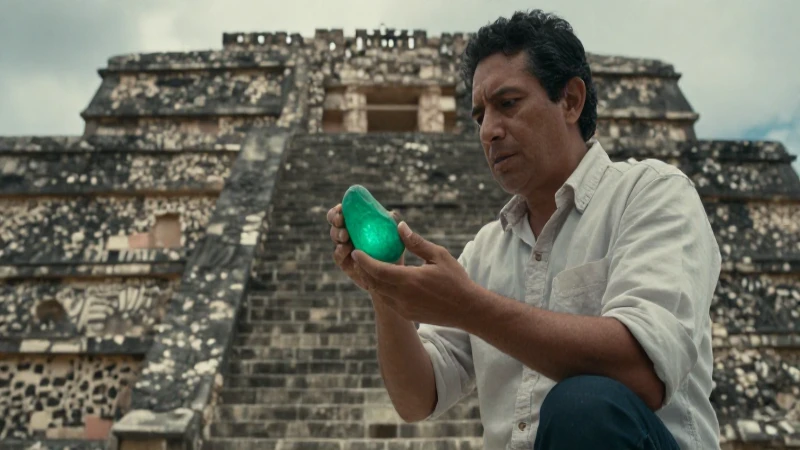 Piedras verdes: Un hallazgo arqueológico en el Templo Mayor 45 Arqueólogo con piedra verde en ruinas de Templo Mayor