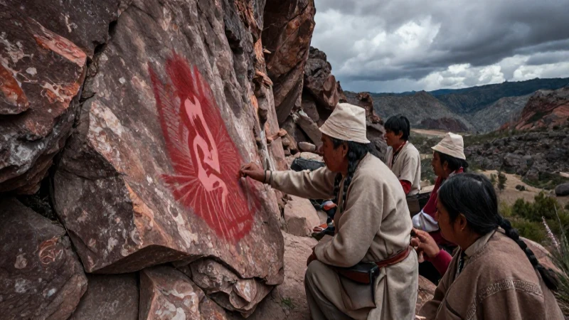 Nómadas antiguos observando arte rupestre en la Sierra Guanajuato