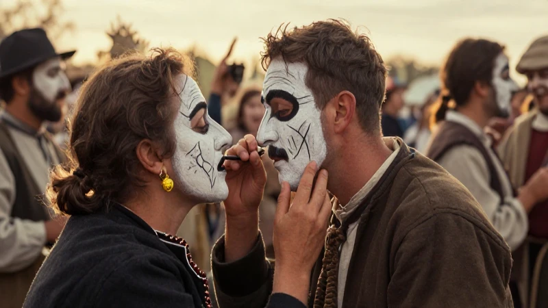 Pintura facial: Arte y diversión en la expresión creativa 15 Artesano pinta en festival de 1900