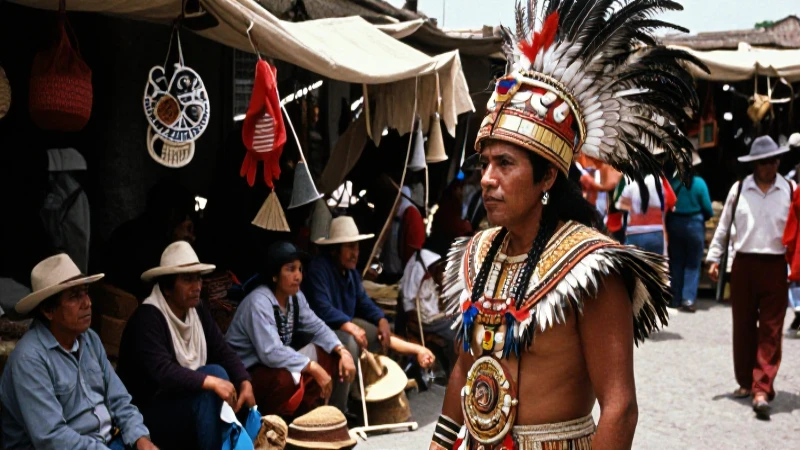 Piramide de clases sociales: así se dividían los mexicas 16 Mexica noble observa el mercado de Tenochtitlan