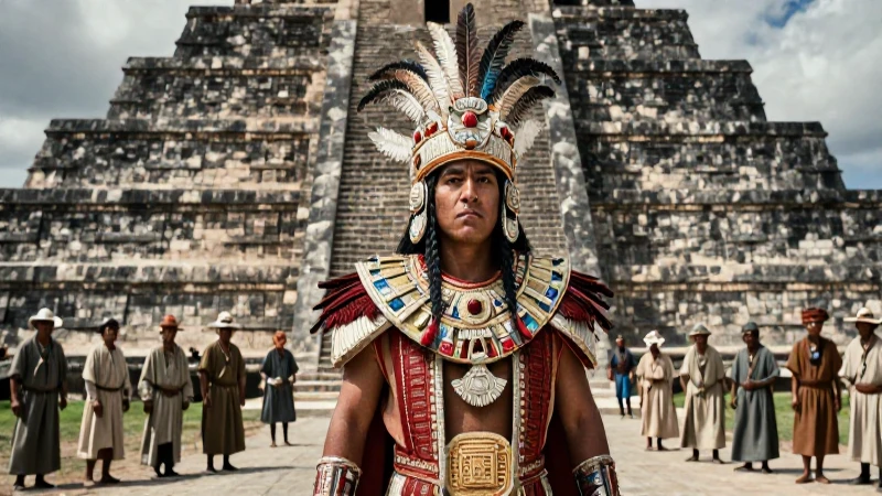 Piramide de clases sociales: así se dividían los mexicas 10 Noble mexica ante majestuosa pirámide azteca