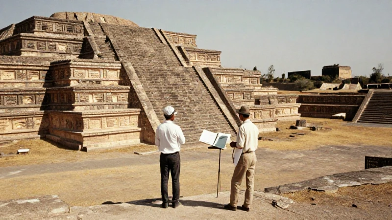 Ruinas mesoamericanas bajo sol, siglo XX