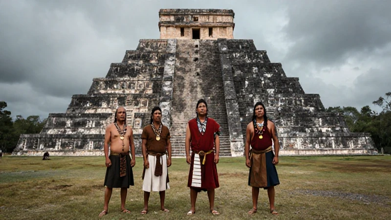 Pirámide de Santa Cecilia: Historia y belleza en Acatitlán 42 Guerreros indígenas en Acatitlán bajo un paisaje dramático