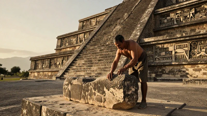 Constructor antiguo edifica pirámide en Mesoamérica