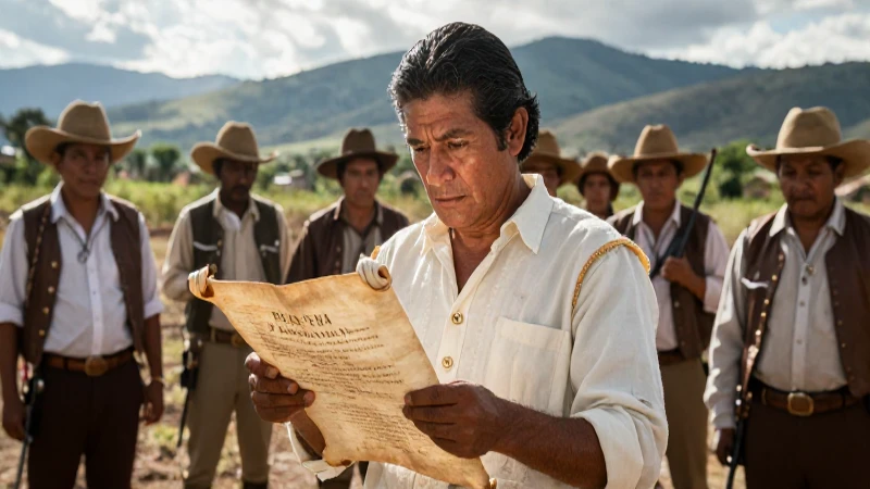 Zapata lee el Plan de Ayala entre soldados revolucionarios